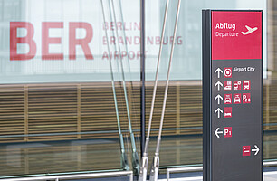 Location, location, location Signage supports passenger orientation.