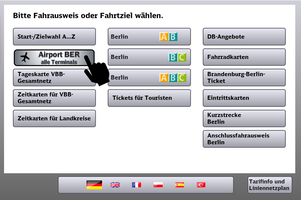 Trip to BER Screenshot of ticket machine with the new airport button