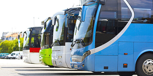Bus station Several buses side by side