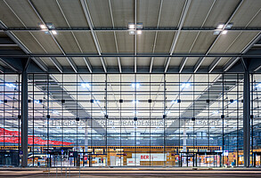 Bright lights View of the terminal’s facade